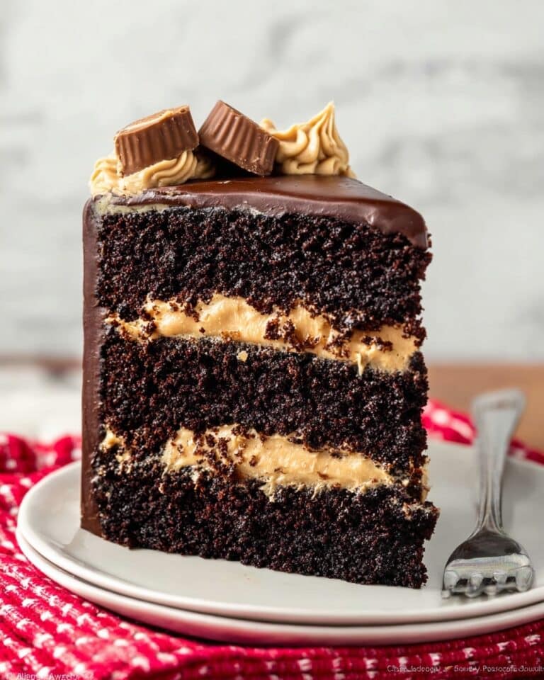 Chocolate Peanut Butter Layer Cake with Peanut Butter Frosting and Chocolate Ganache Recipe