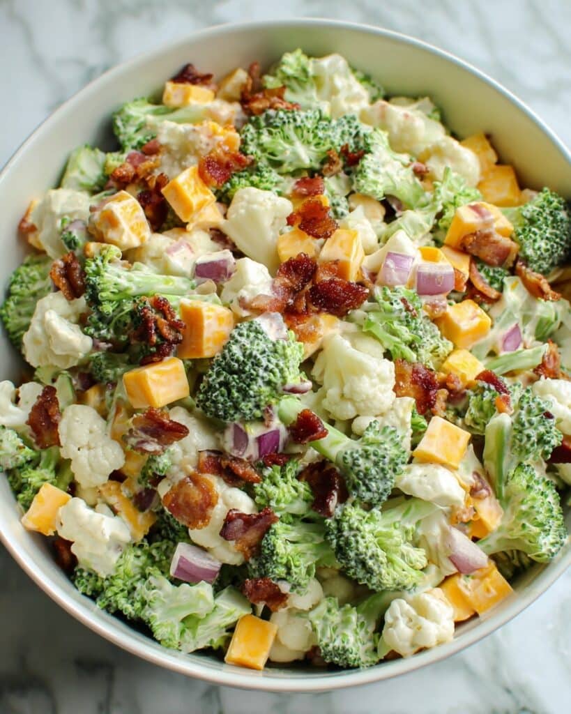 Loaded Broccoli Cauliflower Salad (Low Carb) Recipe