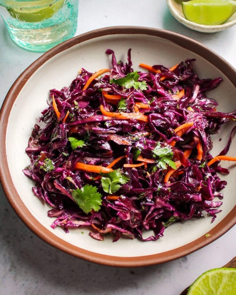 Red Cabbage Slaw with Cilantro and Lime Recipe