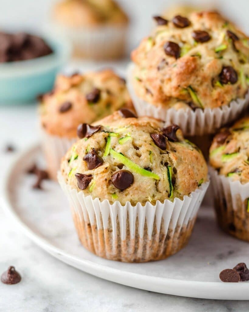 One Bowl Healthy Zucchini Chocolate Chip Muffins Recipe