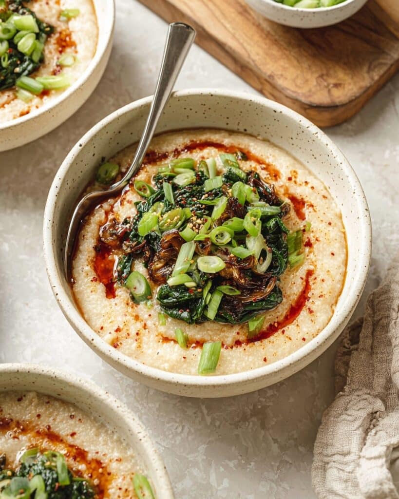 Savory Oatmeal with Chili Crisp, Swiss Chard, and Tofu Recipe