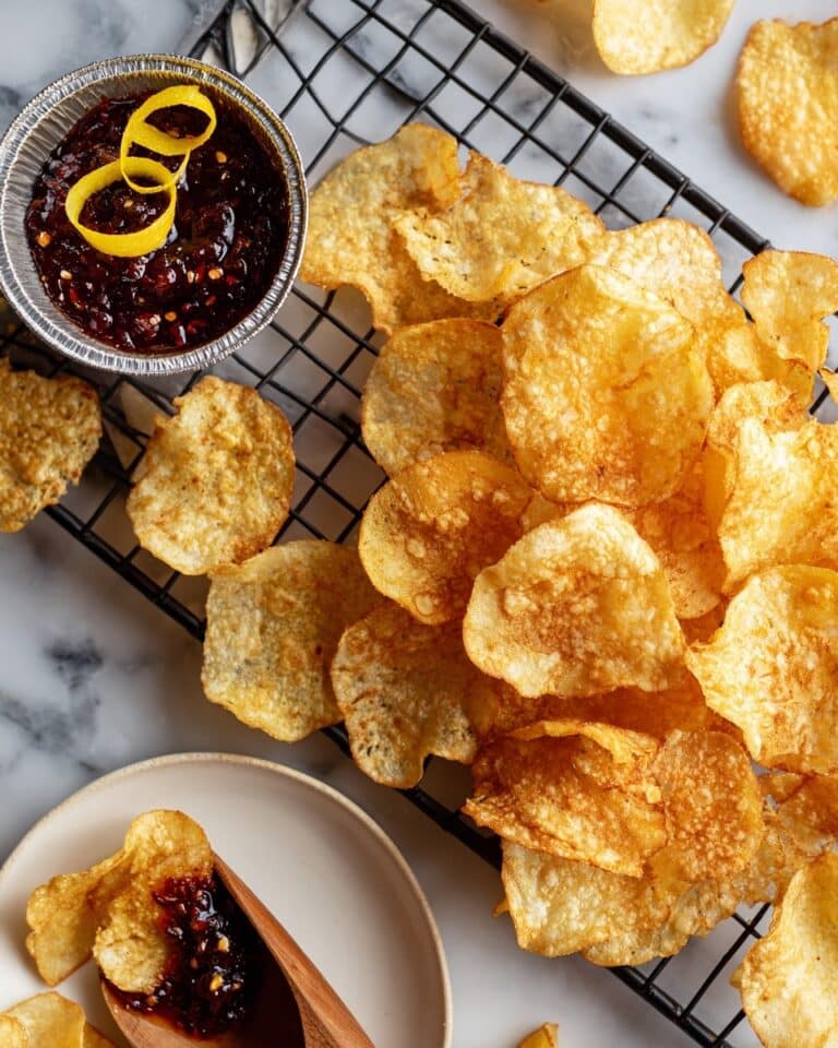 Lacy Cookie Chips with Chocolate Dip Recipe