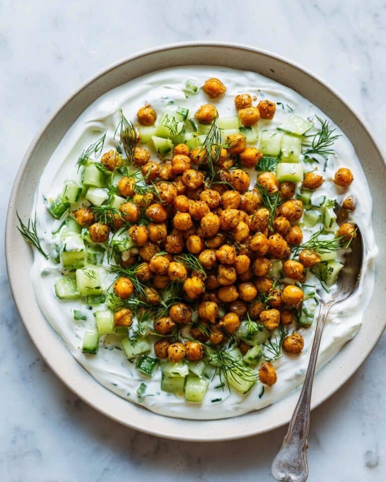 Turkish Cucumber and Crispy Chickpea Salad with Garlic Yogurt Recipe