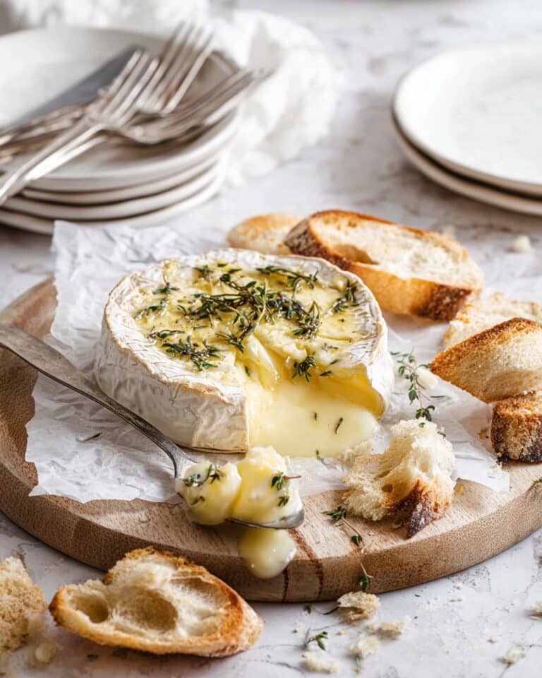 Camembert Rôti au Four avec Thym et Baguette Toastée Recipe