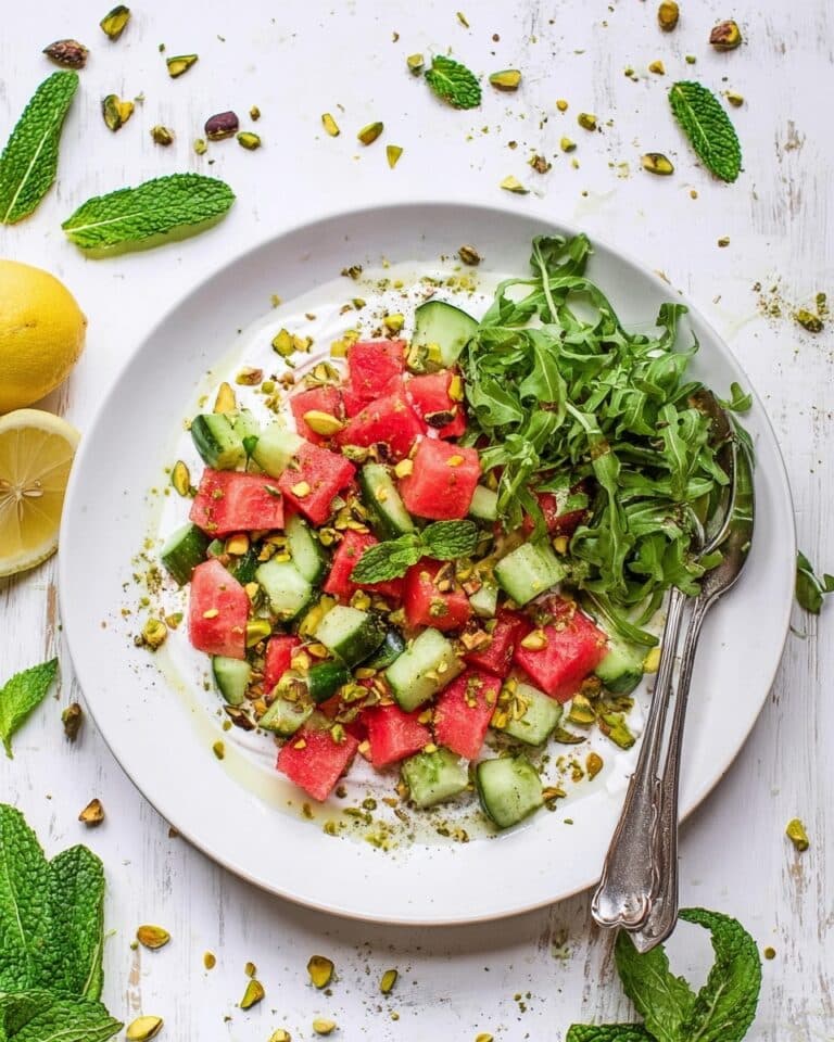 Watermelon Cucumber Salad with Minty Labneh Recipe