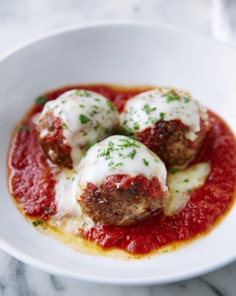 Keto Meatballs with Marinara and Mozzarella Recipe