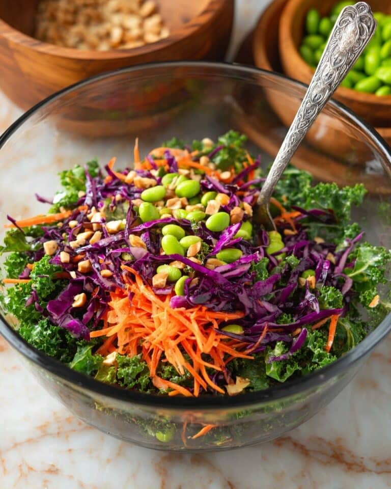 Kale Cabbage Salad with Edamame, Carrots, and Lemon-Dijon Dressing Recipe