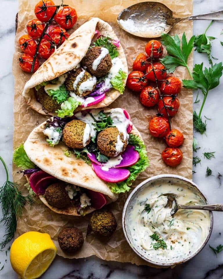 Tempeh & Walnut Falafel with Vegan Tzatziki Recipe
