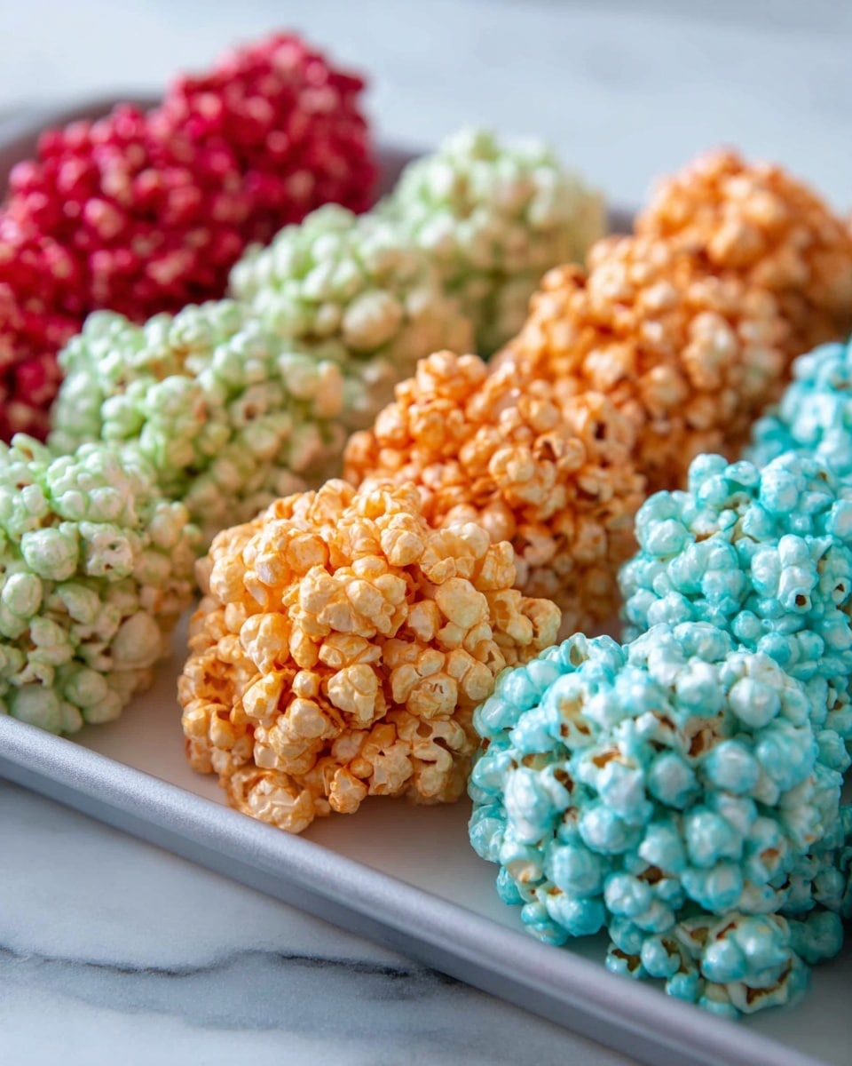 A white bowl filled with round popcorn balls in four different colors: pink, green, blue, and orange. Each ball is full of popcorn pieces held tightly together, showing a lumpy and bumpy texture that looks sweet and sticky. The bowl is placed on a white marbled surface, with some popcorn balls piled in the center and others resting around the edges, creating a colorful and fun mix. photo taken with an iphone --ar 4:5 --v 7