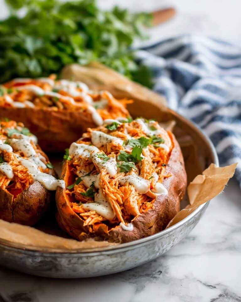 Slow Cooker Buffalo Chicken with Sweet Potatoes and Ranch Recipe