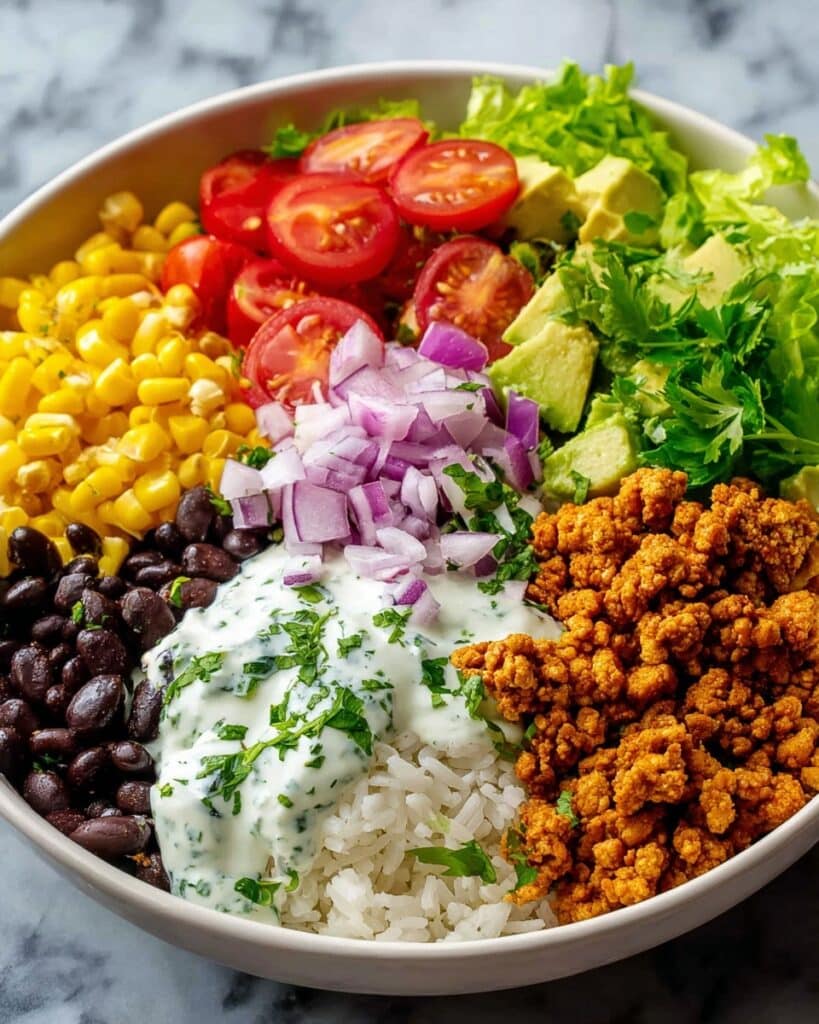 Turkey Burrito Bowls with Spiced Ground Turkey and Fresh Toppings Recipe