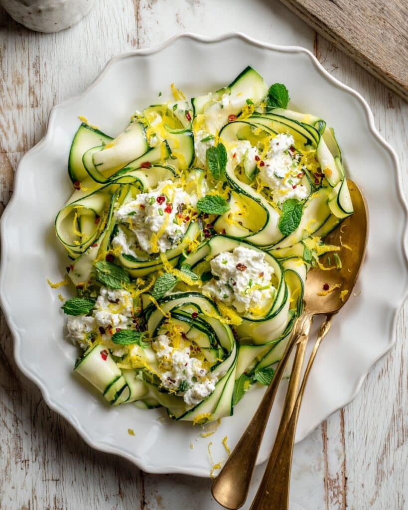 Zucchini Salad with Tofu Ricotta and Mint Recipe