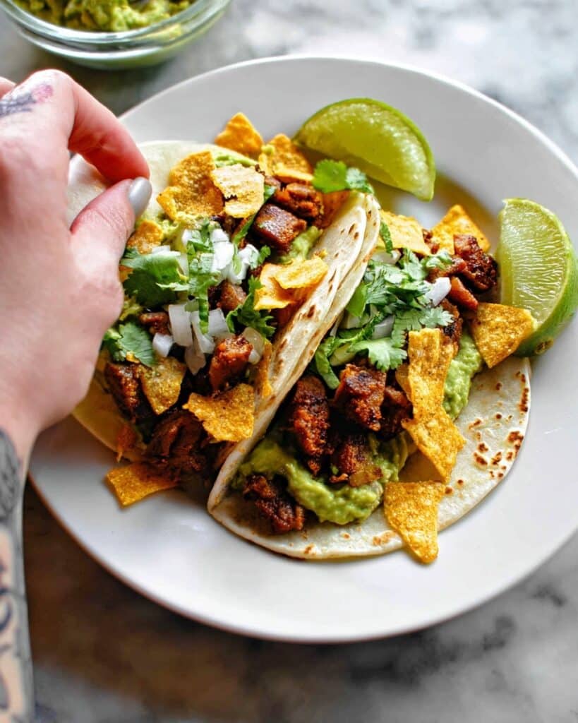Vegan Two-Layer Mojo Seitan Tacos Recipe